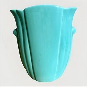 Vintage Bauer Pottery Turquoise Vase Art Deco Mid Century Modern California